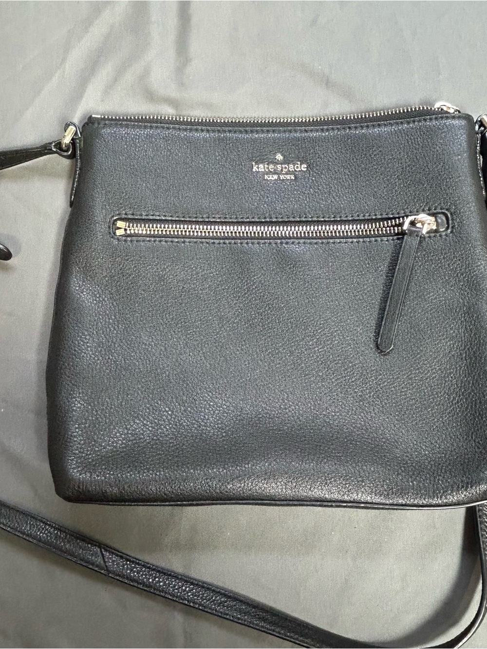 Kate Spade Medium Zip Black Pebbled Crossbody -Shoulder Bag Cow Leather